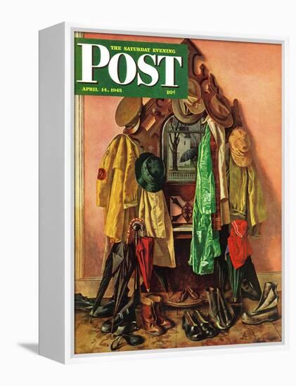 "Loaded Coat Rack," Saturday Evening Post Cover, April 14, 1945-John Atherton-Framed Premier Image Canvas