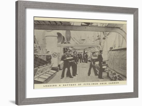 Loading a Battery of Five-Inch Deck Cannon-null-Framed Photographic Print