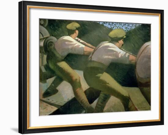 Loading a Gun in the Trenches, 1918-Christopher Richard Wynne Nevinson-Framed Giclee Print