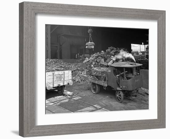 Loading a Steam Wagon with Scrap at a Steel Foundry, Sheffield, South Yorkshire, 1965-Michael Walters-Framed Photographic Print