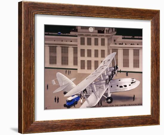 Loading Air Mails for the Empire: Croydon 1934-Harold Sandys Williamson-Framed Art Print