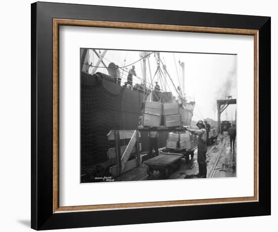 Loading Apple Cargo at Dock, Seattle, 1921-Asahel Curtis-Framed Giclee Print