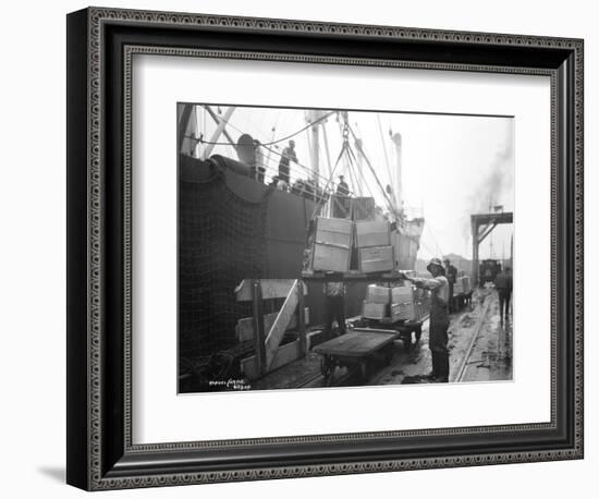 Loading Apple Cargo at Dock, Seattle, 1921-Asahel Curtis-Framed Giclee Print