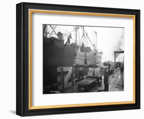 Loading Apple Cargo at Dock, Seattle, 1921-Asahel Curtis-Framed Giclee Print