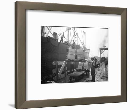 Loading Apple Cargo at Dock, Seattle, 1921-Asahel Curtis-Framed Premium Giclee Print