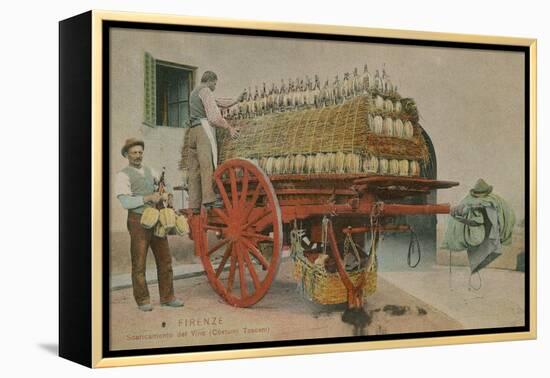 Loading Bottles of Wine onto a Cart, Florence. Postcard Sent in 1913-Italian Photographer-Framed Premier Image Canvas