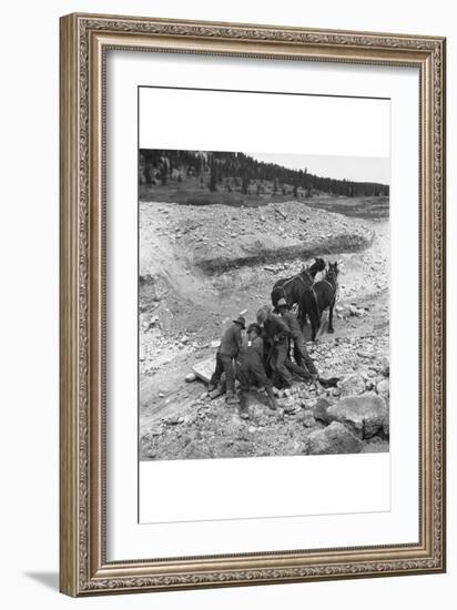 Loading Boulder on Stone Boat-Dorothea Lange-Framed Art Print