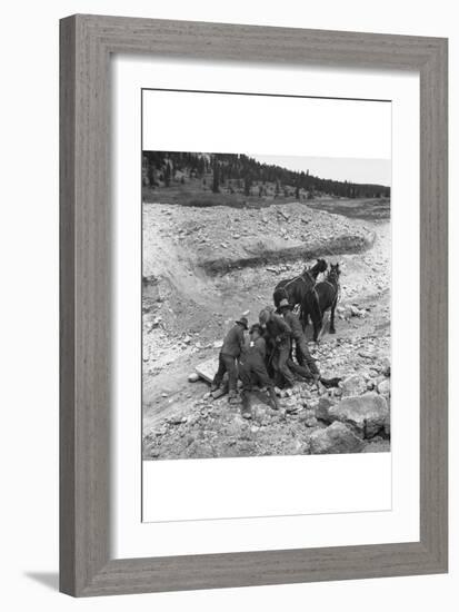 Loading Boulder on Stone Boat-Dorothea Lange-Framed Art Print