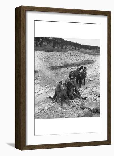 Loading Boulder on Stone Boat-Dorothea Lange-Framed Art Print