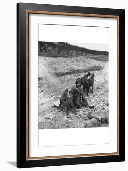 Loading Boulder on Stone Boat-Dorothea Lange-Framed Art Print