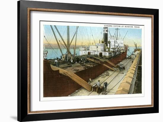 Loading Cotton on Ship, Houston, Texas-null-Framed Art Print