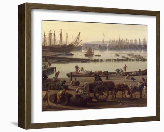 Loading of Goods from Boats to Wagons, Detail from the Port of Toulon-Claude Joseph Vernet-Framed Giclee Print