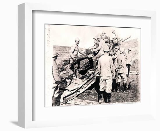 Loading shell into 155 mm gun, c1914-c1918-Unknown-Framed Photographic Print