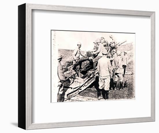 Loading shell into 155 mm gun, c1914-c1918-Unknown-Framed Photographic Print