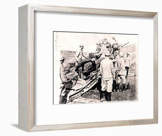 Loading shell into 155 mm gun, c1914-c1918-Unknown-Framed Photographic Print