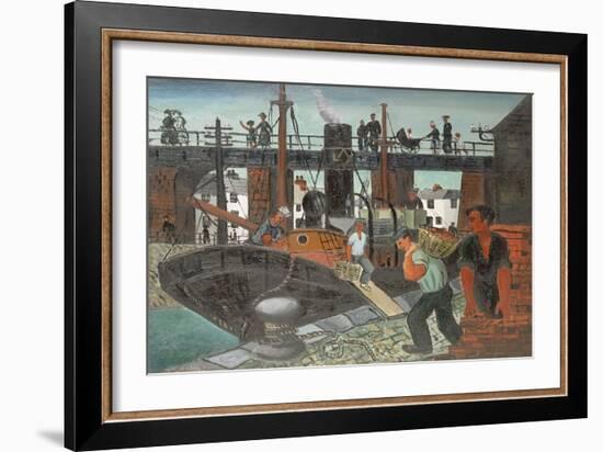 Loading the Boats, St. Ives, 1926 (Oil on Canvas)-Christopher Wood-Framed Giclee Print