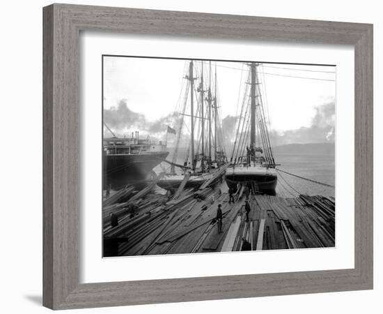 Loading Timber at Tacoma Mill, 1909-Asahel Curtis-Framed Giclee Print