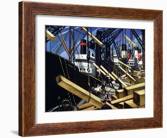 Loading Timber, Southampton Docks, 1916-17-Christopher Richard Wynne Nevinson-Framed Giclee Print