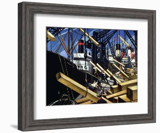 Loading Timber, Southampton Docks, 1916-17-Christopher Richard Wynne Nevinson-Framed Giclee Print