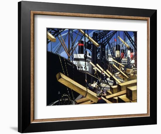 Loading Timber, Southampton Docks, 1916-17-Christopher Richard Wynne Nevinson-Framed Giclee Print