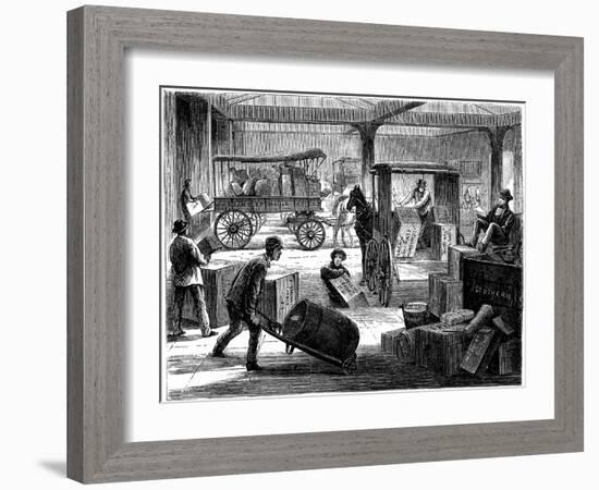 Loading Up Horse-Drawn Vans at the Wells Fargo General Office, New York, USA, 1875-null-Framed Giclee Print