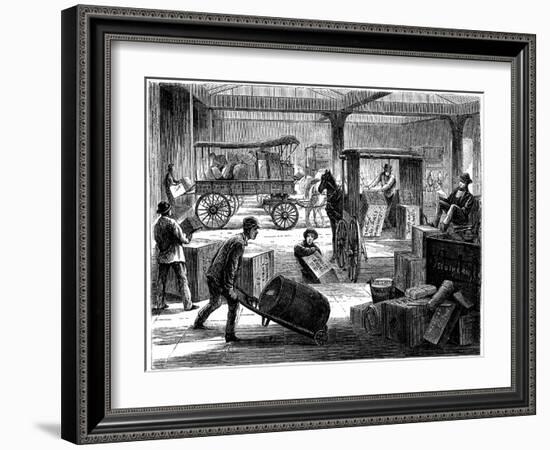 Loading Up Horse-Drawn Vans at the Wells Fargo General Office, New York, USA, 1875-null-Framed Giclee Print