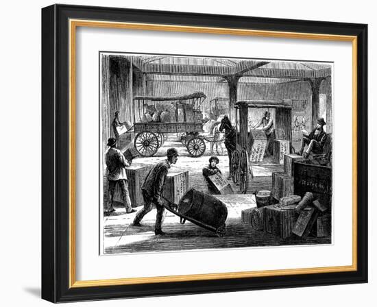 Loading Up Horse-Drawn Vans at the Wells Fargo General Office, New York, USA, 1875-null-Framed Giclee Print