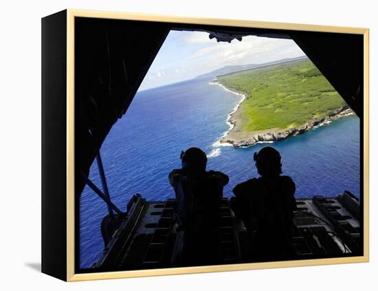 Loadmasters Look Out over Tumon Bay from a C-130 Hercules-Stocktrek Images-Framed Premier Image Canvas