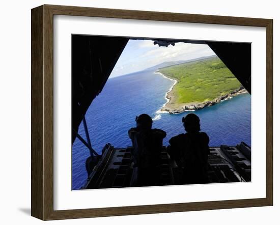 Loadmasters Look Out over Tumon Bay from a C-130 Hercules-Stocktrek Images-Framed Photographic Print