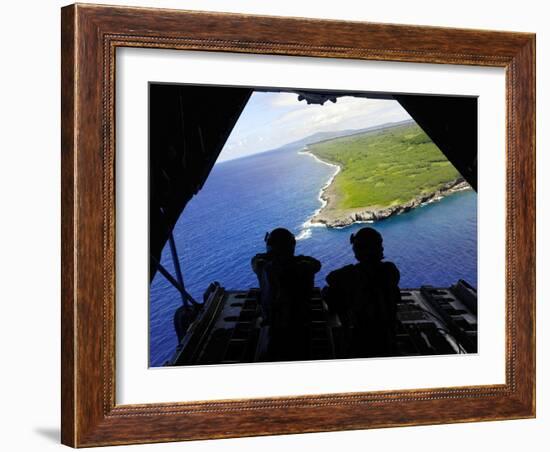 Loadmasters Look Out over Tumon Bay from a C-130 Hercules-Stocktrek Images-Framed Photographic Print