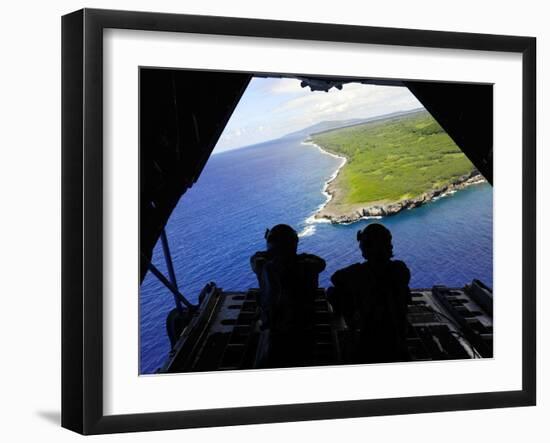 Loadmasters Look Out over Tumon Bay from a C-130 Hercules-Stocktrek Images-Framed Photographic Print