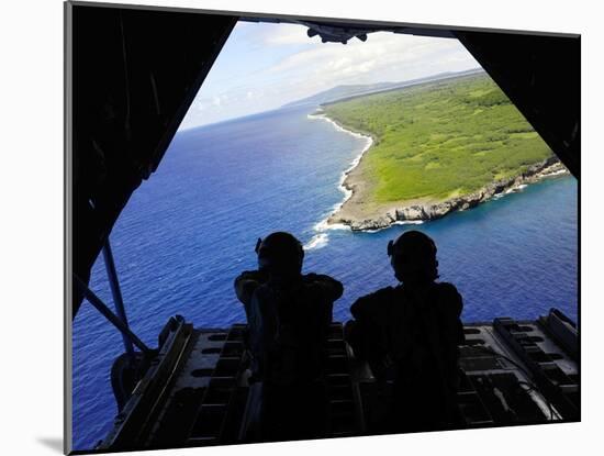 Loadmasters Look Out over Tumon Bay from a C-130 Hercules-Stocktrek Images-Mounted Photographic Print