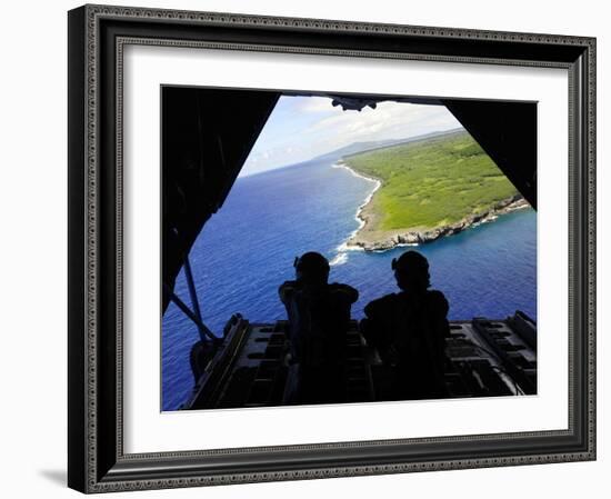 Loadmasters Look Out over Tumon Bay from a C-130 Hercules-Stocktrek Images-Framed Photographic Print