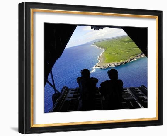 Loadmasters Look Out over Tumon Bay from a C-130 Hercules-Stocktrek Images-Framed Photographic Print