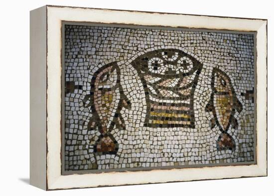 Loaves and Fish, Mosaic in the Church of the Multiplication, 4th Century, Tabgha, Israel-null-Framed Premier Image Canvas