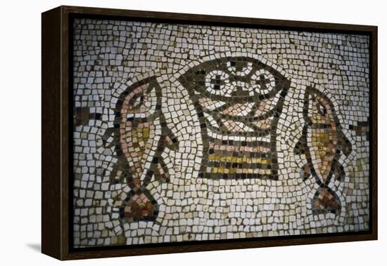 Loaves and Fish, Mosaic in the Church of the Multiplication, 4th Century, Tabgha, Israel-null-Framed Premier Image Canvas