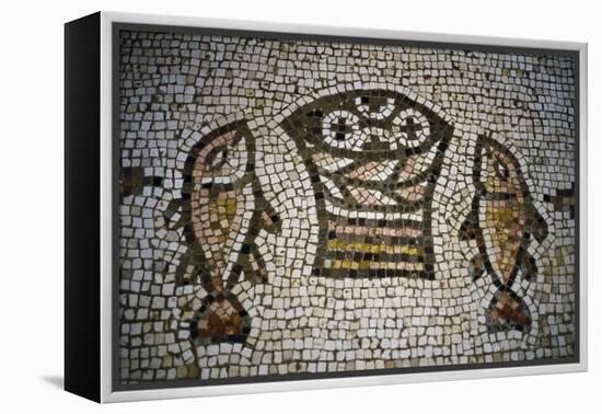 Loaves and Fish, Mosaic in the Church of the Multiplication, 4th Century, Tabgha, Israel-null-Framed Premier Image Canvas