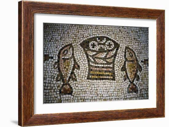 Loaves and Fish, Mosaic in the Church of the Multiplication, 4th Century, Tabgha, Israel-null-Framed Giclee Print