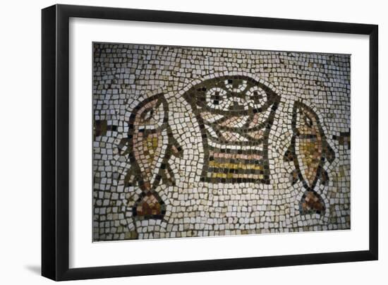 Loaves and Fish, Mosaic in the Church of the Multiplication, 4th Century, Tabgha, Israel-null-Framed Giclee Print