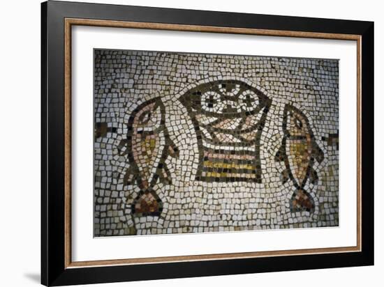 Loaves and Fish, Mosaic in the Church of the Multiplication, 4th Century, Tabgha, Israel-null-Framed Giclee Print