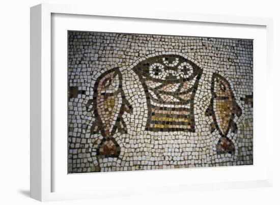Loaves and Fish, Mosaic in the Church of the Multiplication, 4th Century, Tabgha, Israel-null-Framed Giclee Print