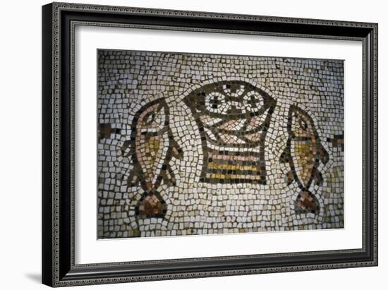 Loaves and Fish, Mosaic in the Church of the Multiplication, 4th Century, Tabgha, Israel-null-Framed Giclee Print