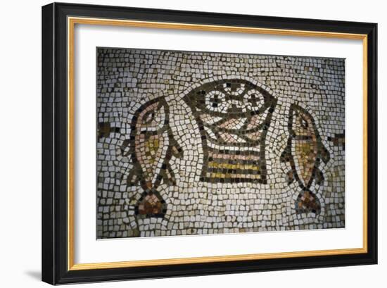 Loaves and Fish, Mosaic in the Church of the Multiplication, 4th Century, Tabgha, Israel-null-Framed Giclee Print