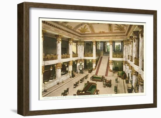 Lobby, Jefferson Hotel, Richmond, Virginia-null-Framed Art Print