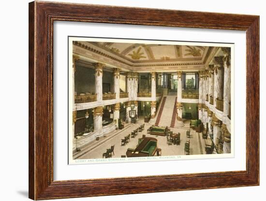 Lobby, Jefferson Hotel, Richmond, Virginia-null-Framed Art Print