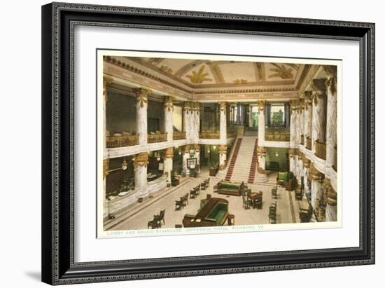 Lobby, Jefferson Hotel, Richmond, Virginia-null-Framed Art Print