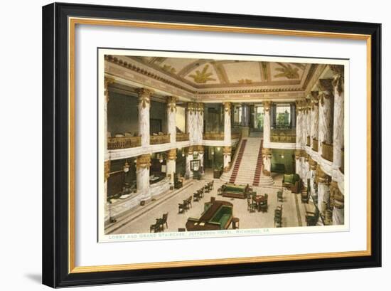 Lobby, Jefferson Hotel, Richmond, Virginia-null-Framed Art Print