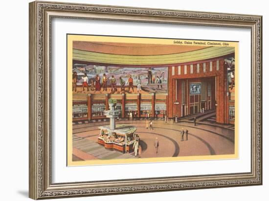 Lobby, Union Terminal Cincinnati, Ohio-null-Framed Art Print