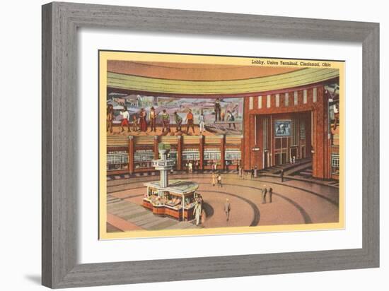 Lobby, Union Terminal Cincinnati, Ohio-null-Framed Art Print