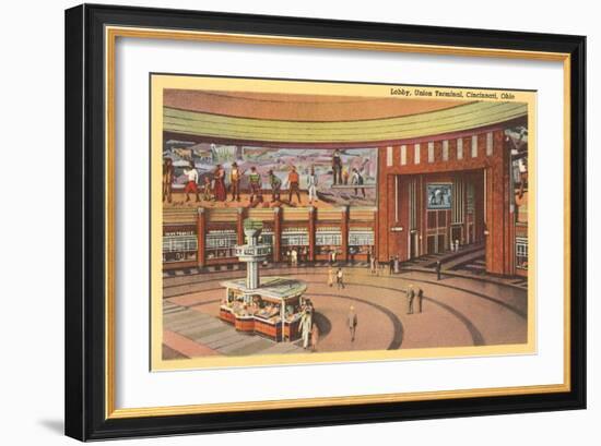 Lobby, Union Terminal Cincinnati, Ohio-null-Framed Art Print